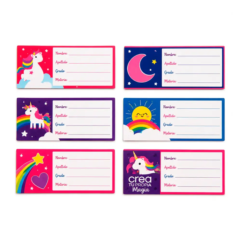1pza Etiqueta escolar granmark con diseño infantil, variedad de modelos