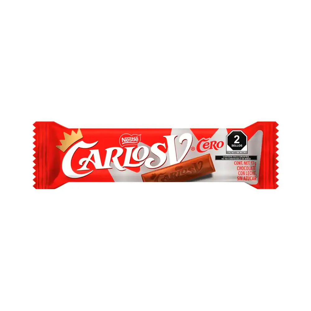 1pz Chocolate carlos v cero, chocolate con leche sin azúcar de 17g / 617736