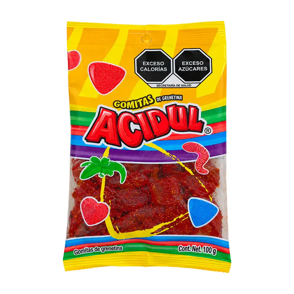 Bolsa de gomitas acidul sabor tamarindo con cubierta de mezcla picosa, 100g / tame100