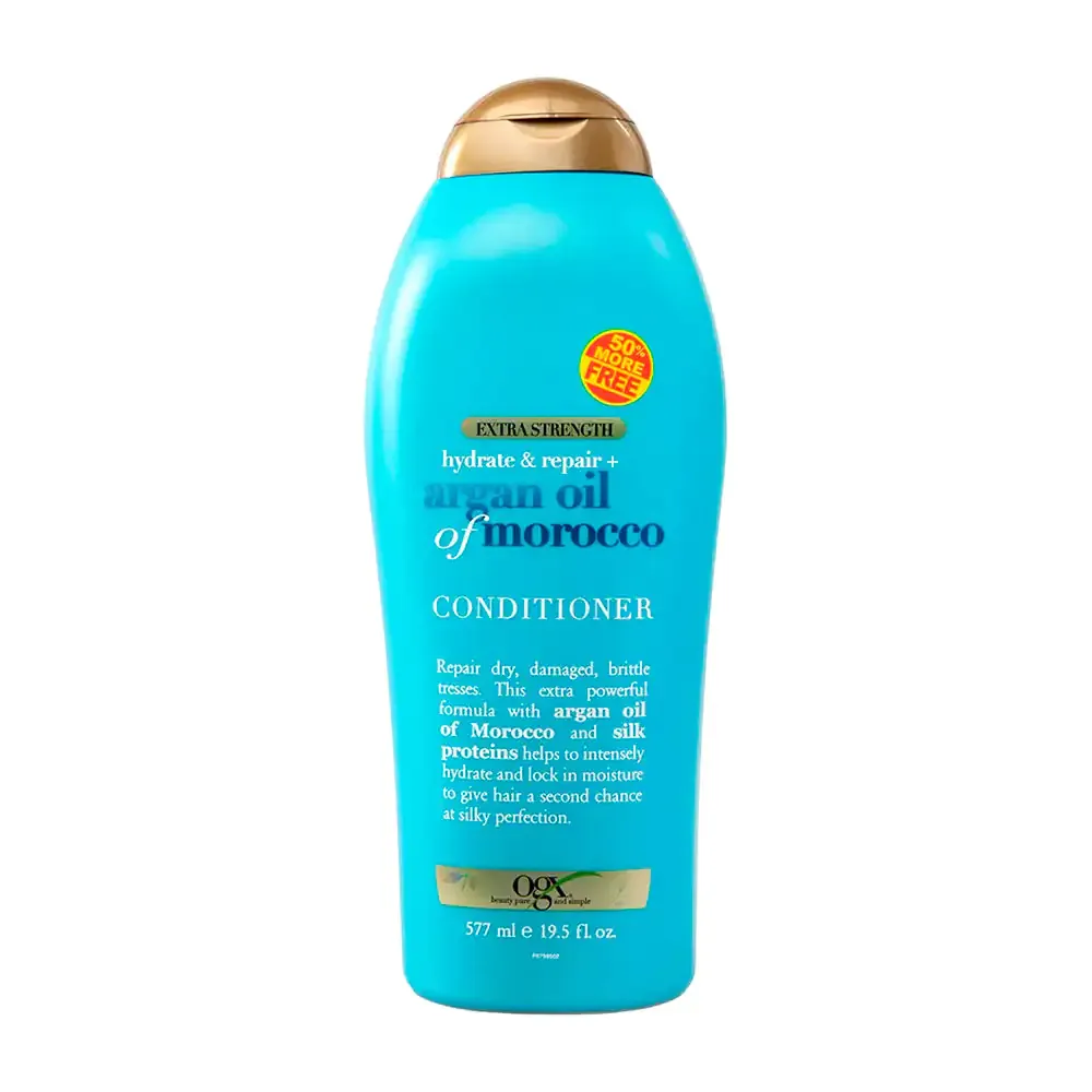 Acondicionador ogx de 577ml con extracto de argán para el cabello maltratado
