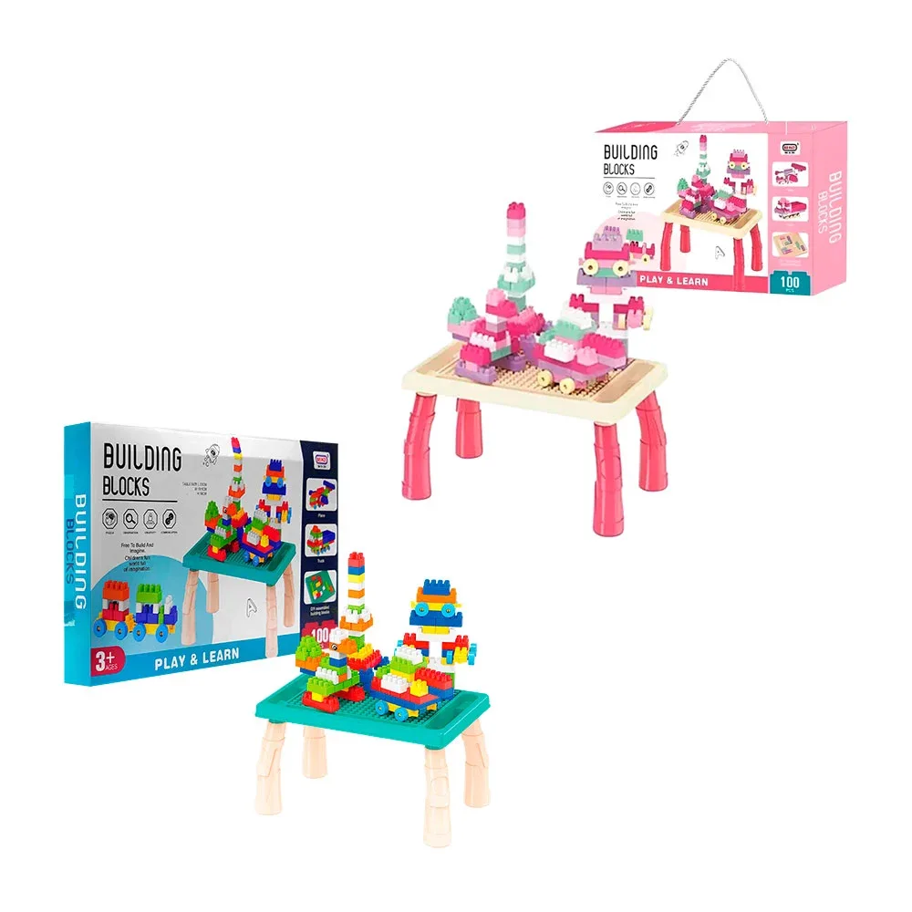 Juguete educativo infantil de bloques con 100pcs y mesa de trabajo / building blocks / play & learn / 6688-1