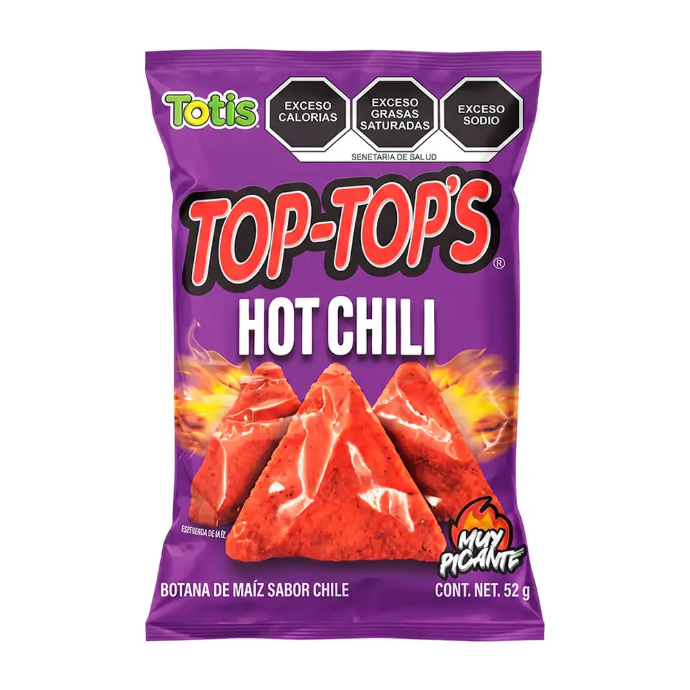 1pza, botana top tops de maíz sabor chile 52g / 000797