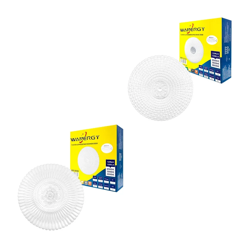 Lámpara tipo plafón led redondo mediano de 265 x 60 mm, 3 temperaturas, 12w, protección ip20 y diseño moderno, variedad de diseños / 60360 / plafón led moderno redondo d265