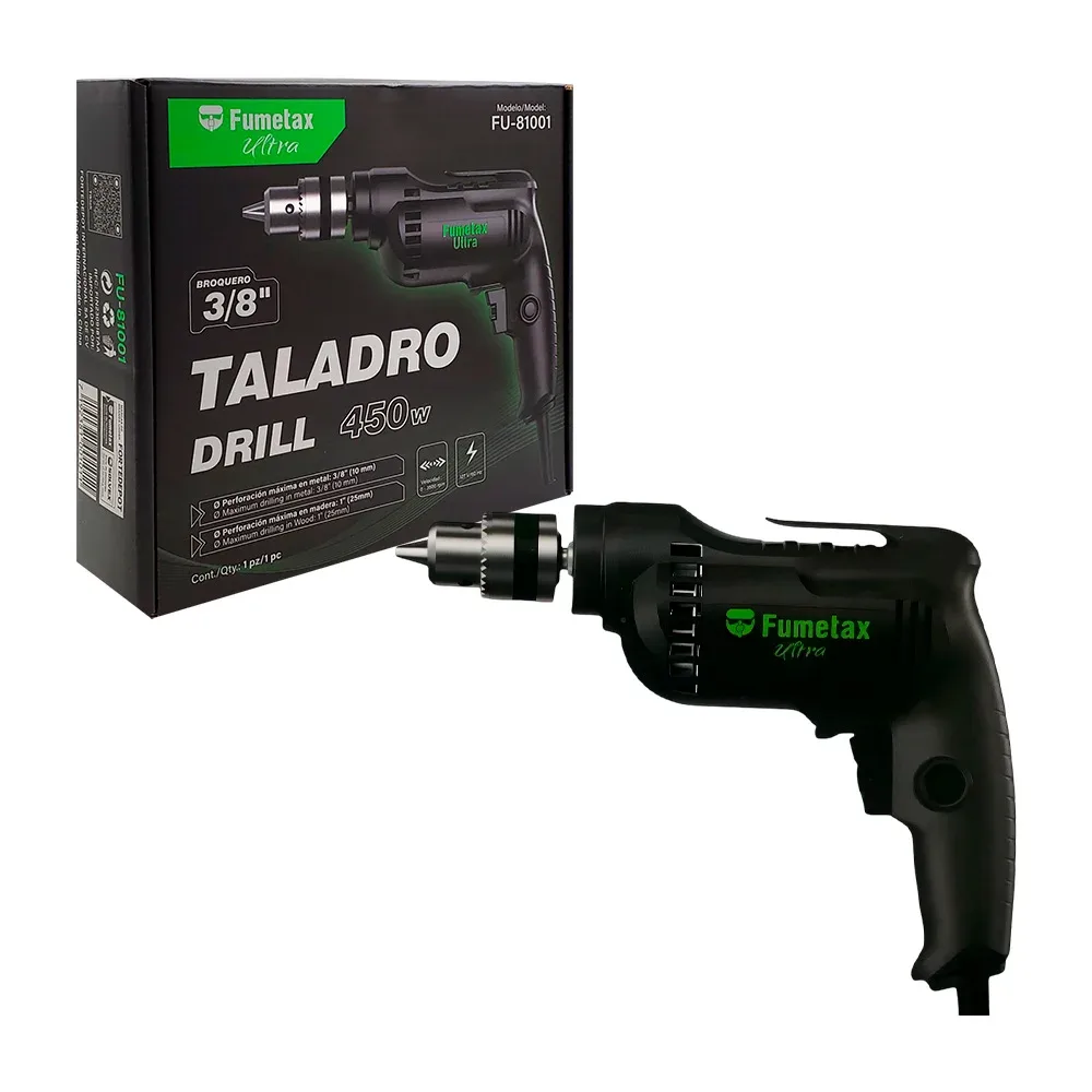 Taladro drill 450w mango ergonómico con grip antiderrapante y velocidad variable