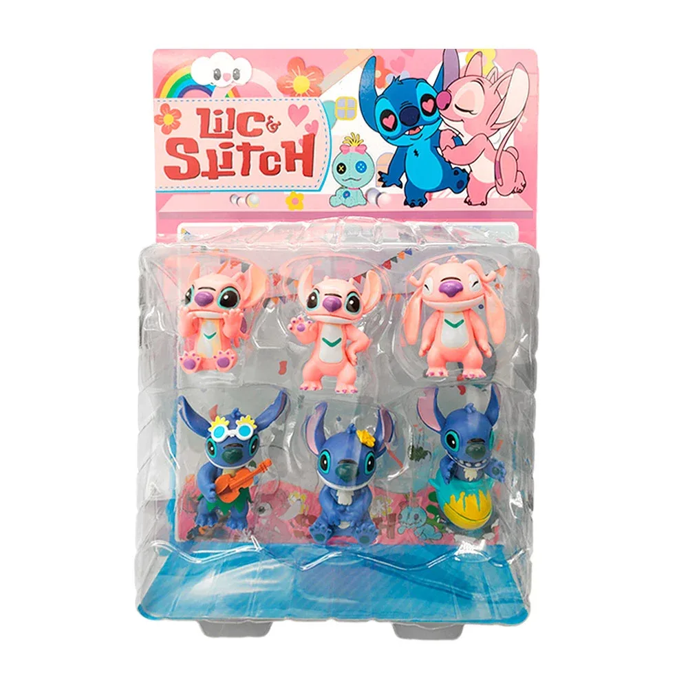 Blíster con 6 figuras de personajes rosa y azul, con distintas posturas y gestos