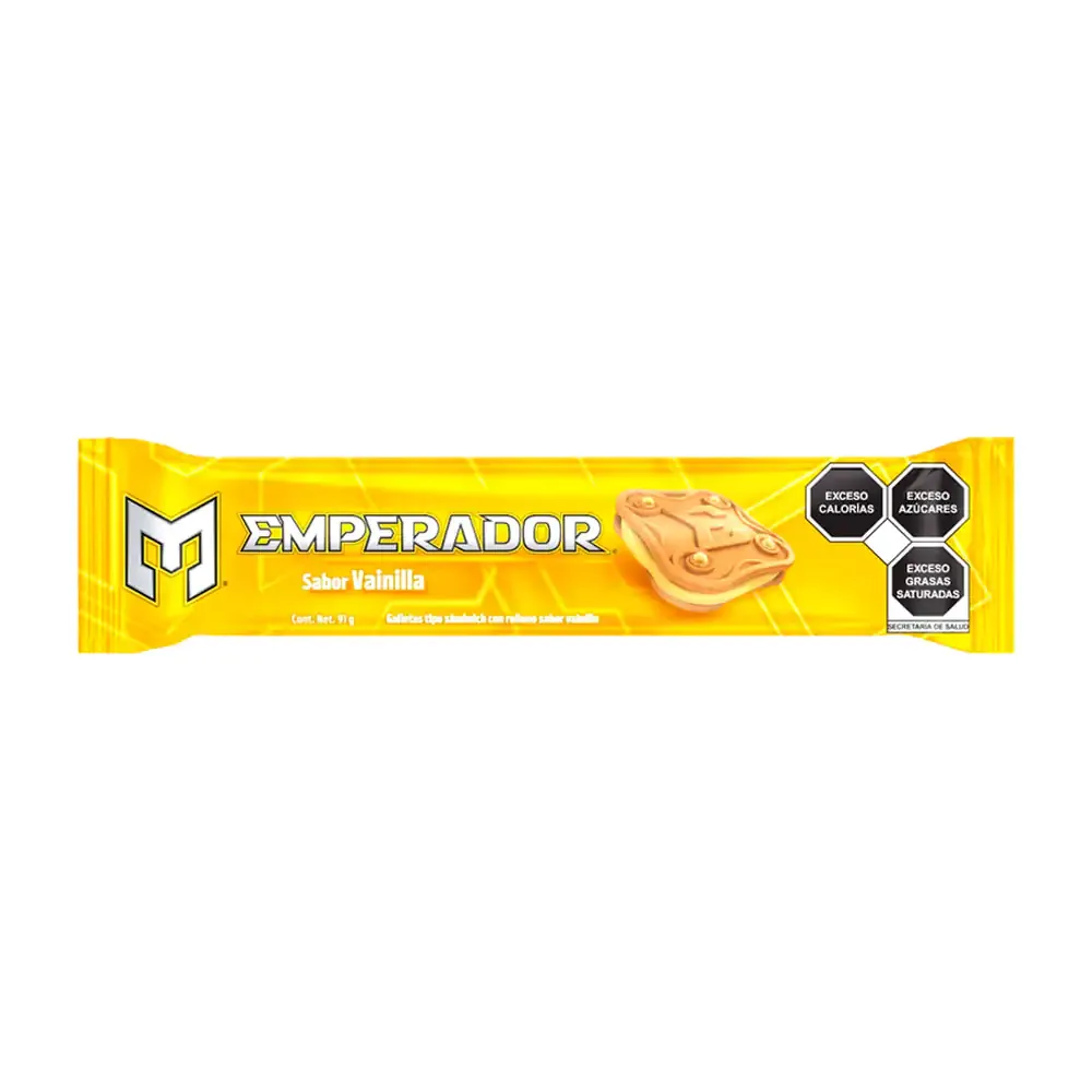 Paquete galleta emperador sabor vainilla 10 galletas rellenas de vainilla, 91g / 013654