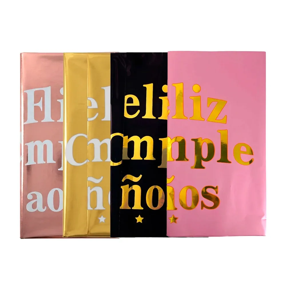 Mantel decorativo de feliz cumpleaños en letras modernas, 1.37x1.83m, variedad