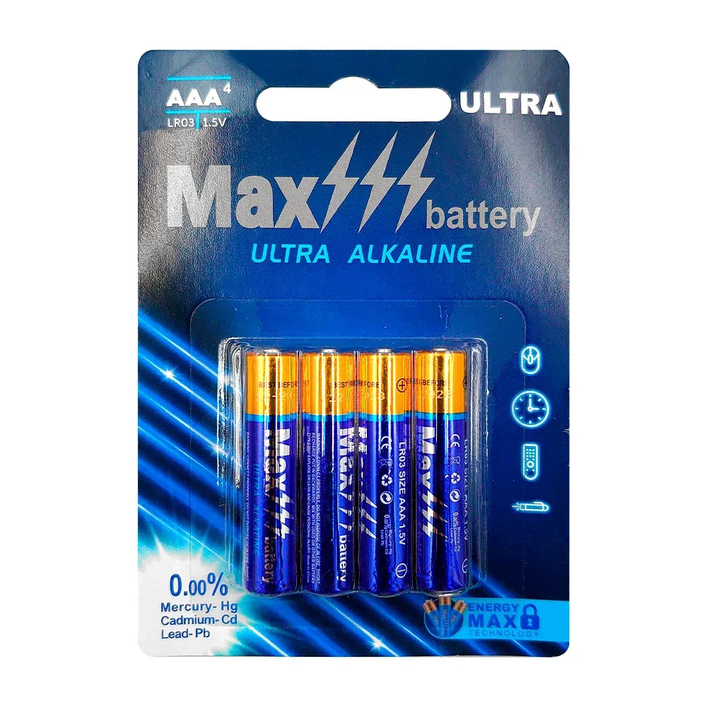Blíster con 4 pilas / baterías max battery triple aaa ultra alcalinas