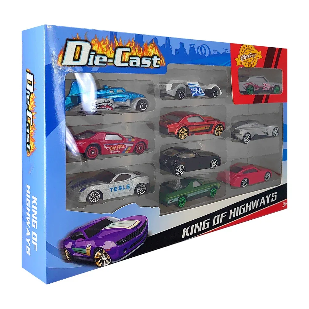 Paquete con 10 carros metálicos, variedad de modelos y colores / king of highways / 324-287