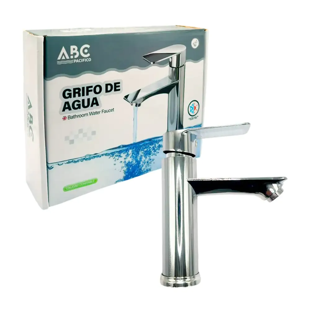 Grifo - monomando plano de acero inoxidable para lavabo, 14x19cm / 423527