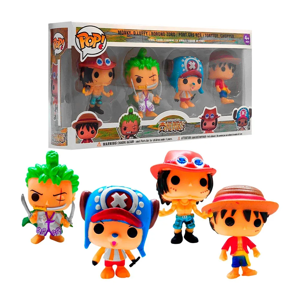 Paquete con 4 figuras pop coleccionables, one piece, 8 cm, variedad de modelos