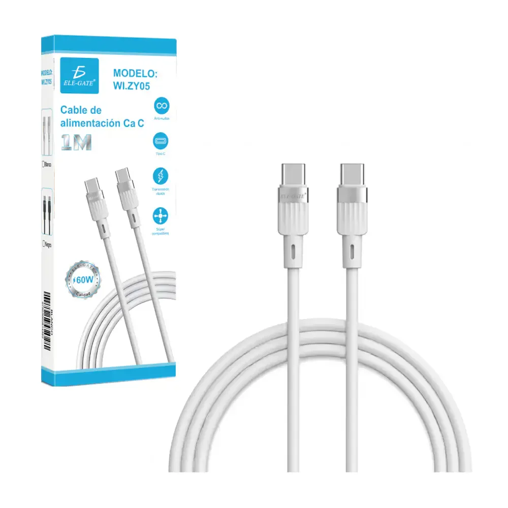 Cable de carga o transferencia de datos de usb-c a usb-c, 60w de 1 metro / wi.zy05