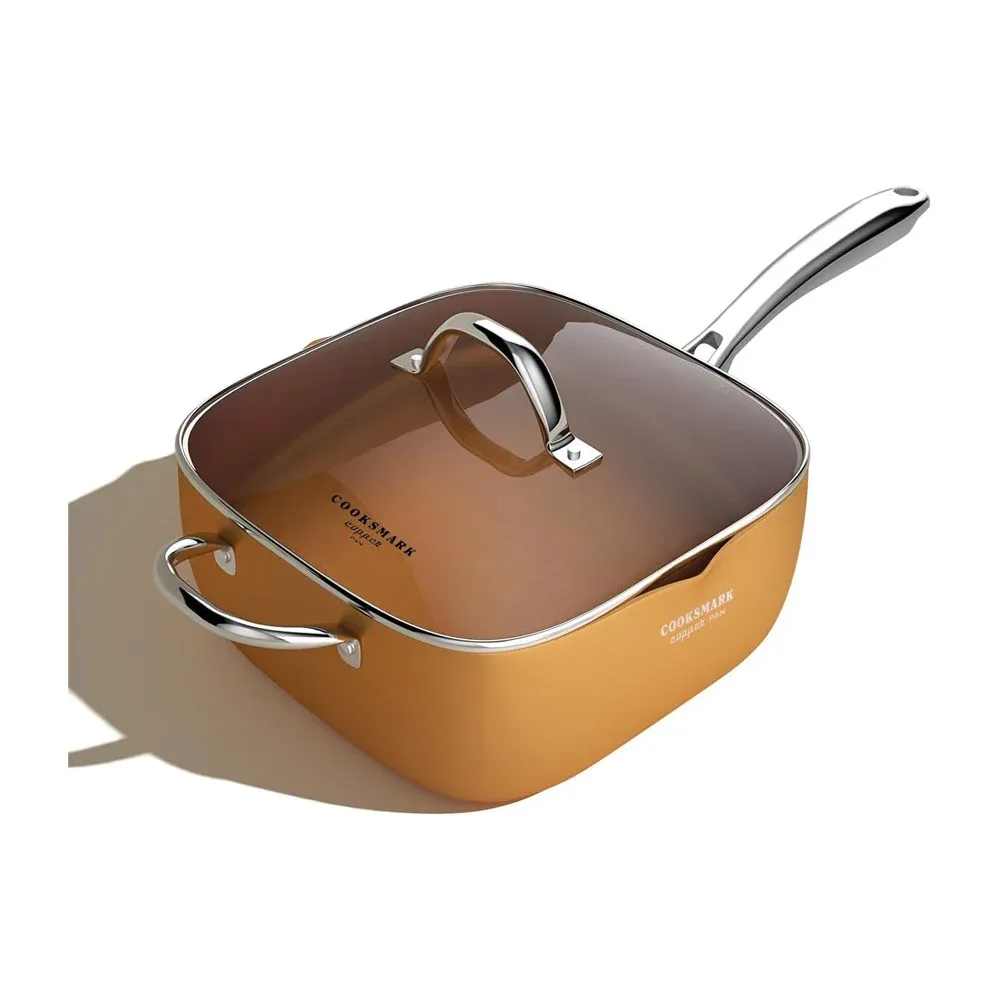 Cacerola / sartén multifuncional cuadrado con bordes altos y accesorios para 5 tipos de preparaciones / square casserole / copper pan / 81060