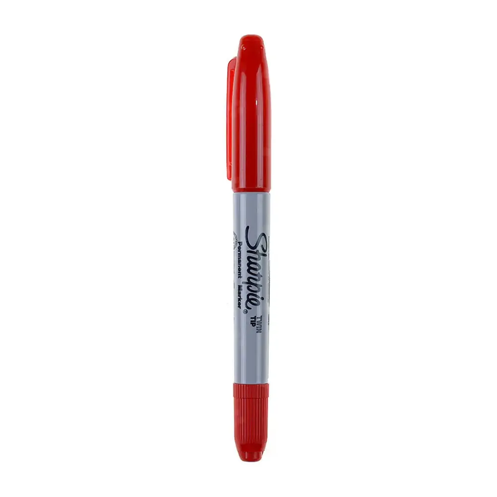 Plumón sharpie color rojo twin tip doble punta, fina y ultra fina