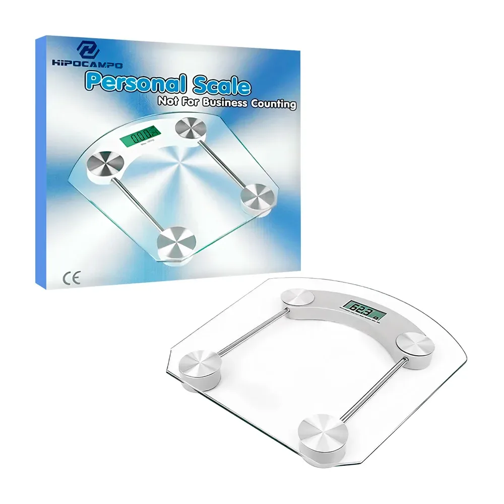 Bascula digital de cristal con diseño de rombo, 32x33cm y capacidad de 180kg