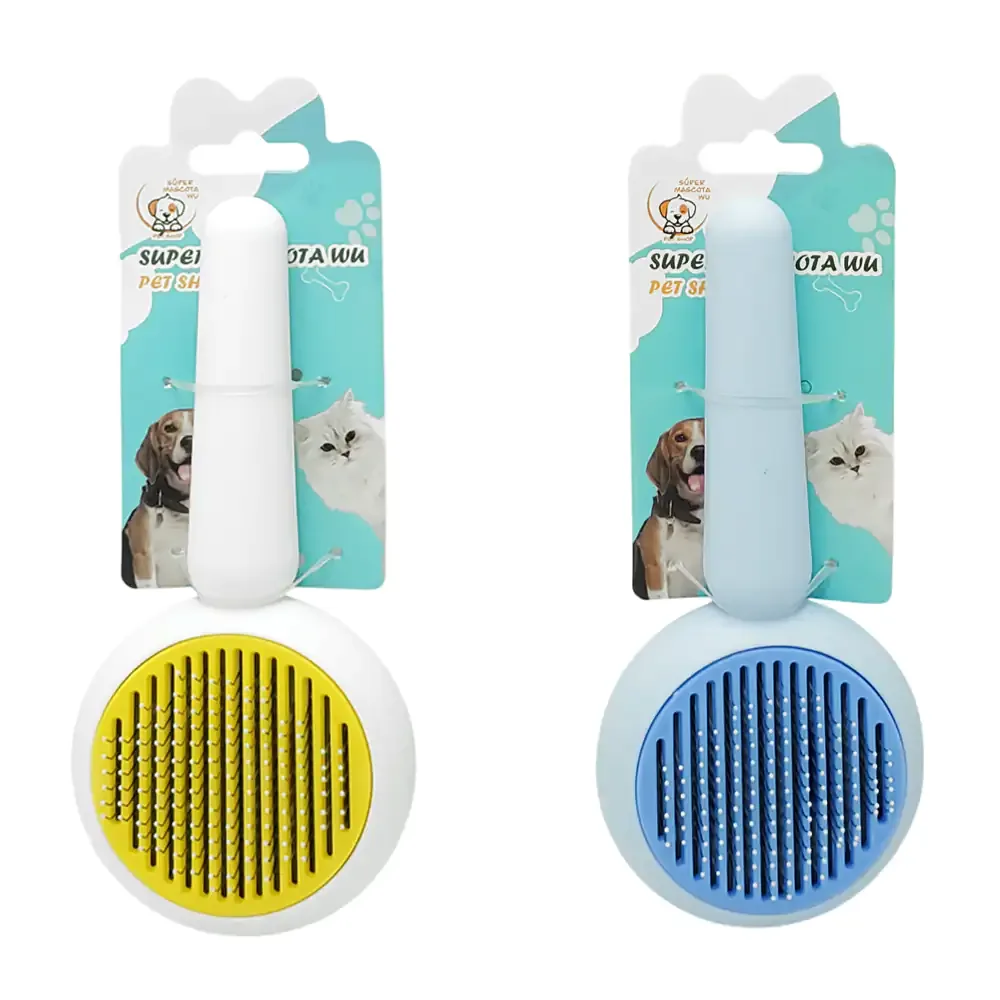 Cepillo para mascotas con cerdas metálicas y botón para remover el pelo / 06649