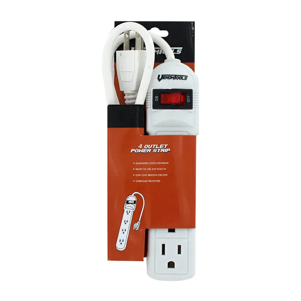 Multicontacto venom tools con interruptor apagador y 4 tomacorrientes / ep25832
