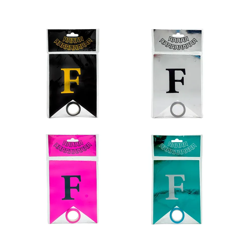 Banderín feliz cumpleaños colgante y letras en colores metálicos, variedad de modelos / qlq0001
