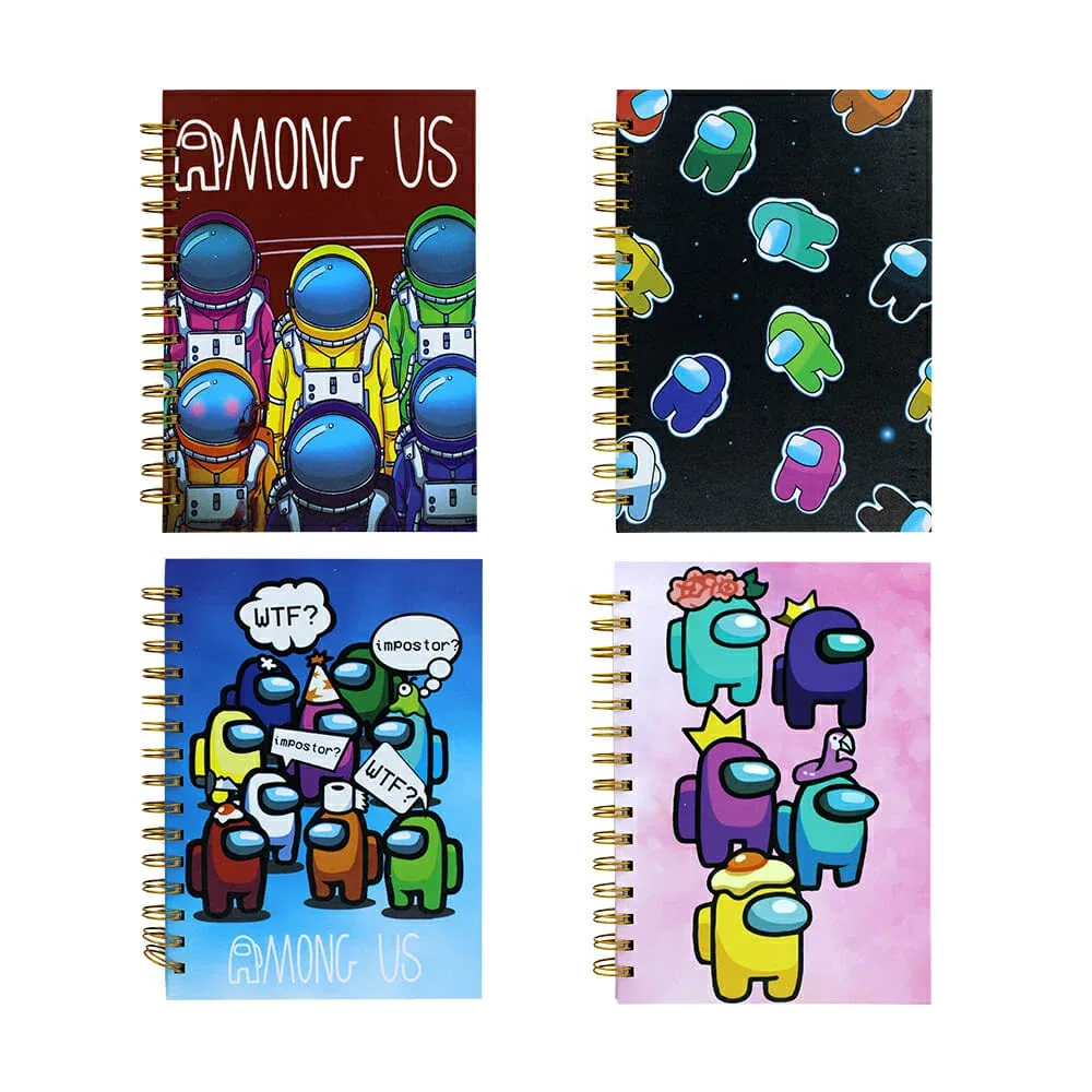 Libreta grande de pasta dura con espiral y diseño de among us, variedad de diseños / 901-4 / 335554