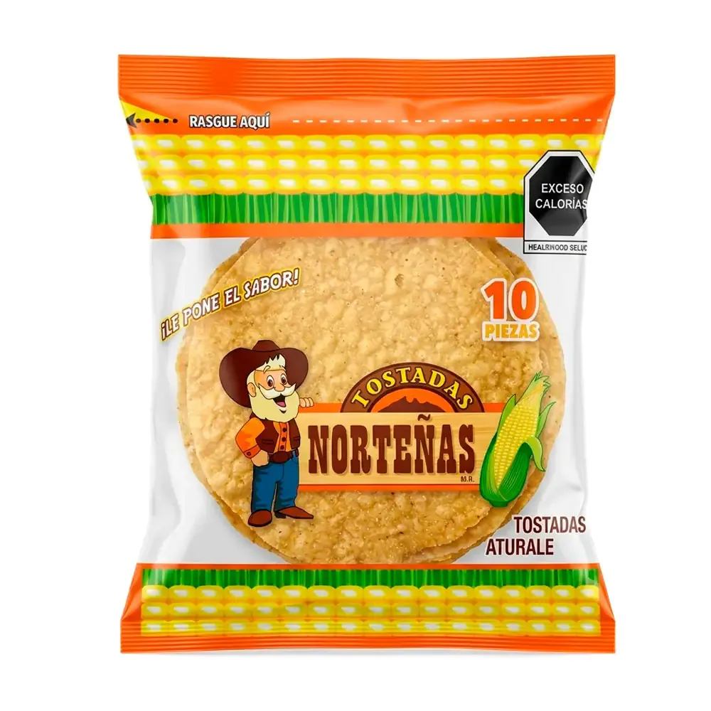 1pza paquete de tostadas norteñas de maíz, 10pz / norte10