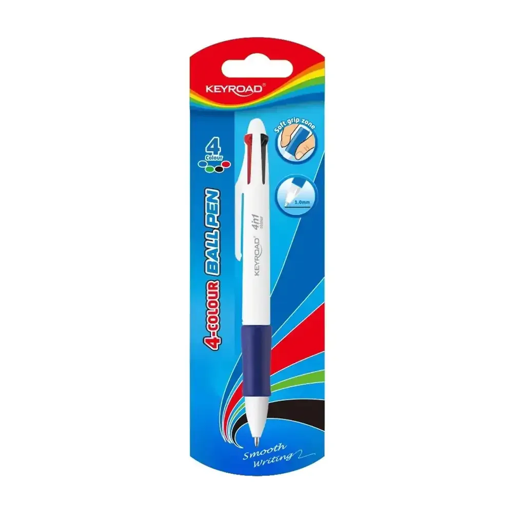 Blíster keyroad con pluma - bolígrafo de 4 colores intercambiables