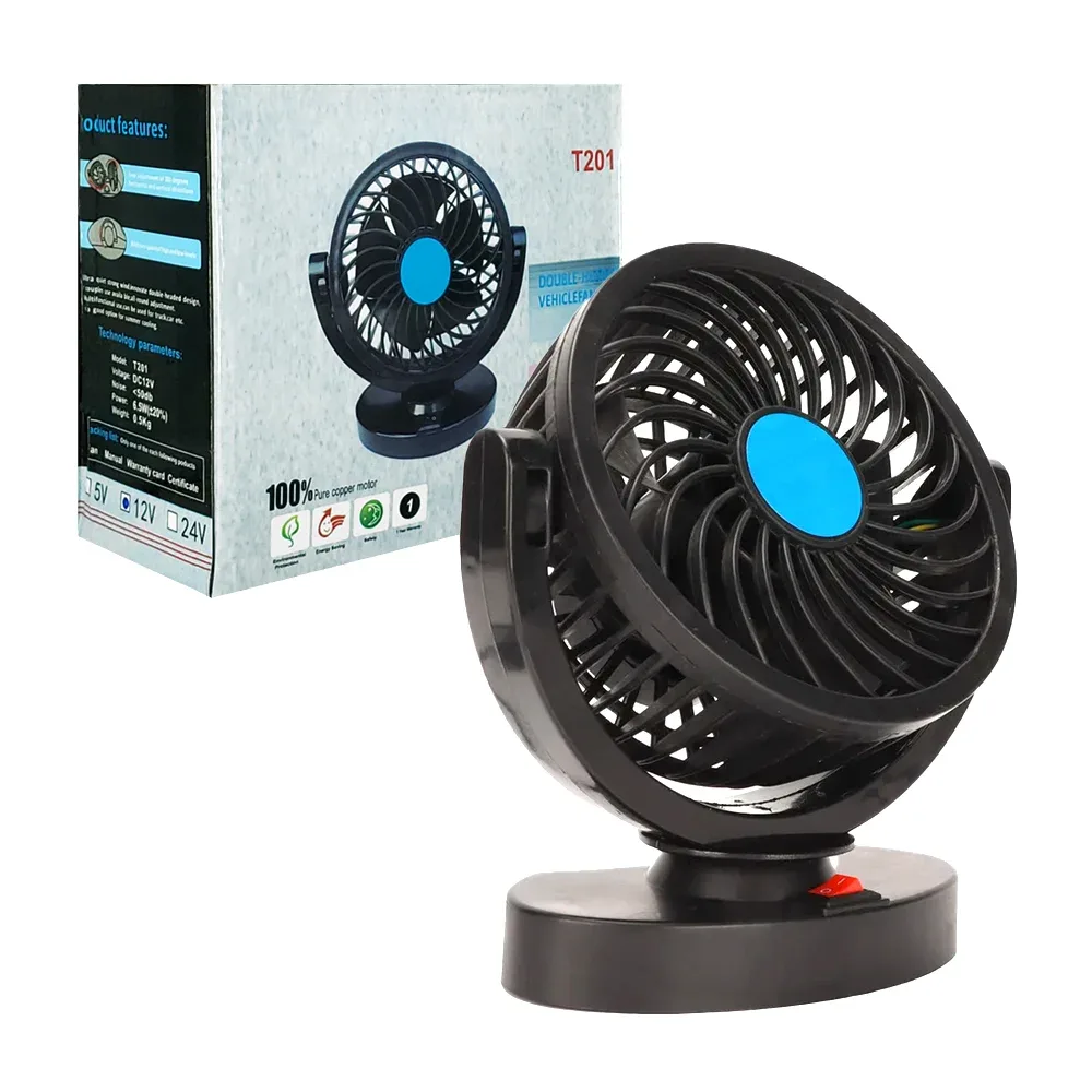 Ventilador pequeño ajustable con entrada para coche y base adherible / t201 / on teck