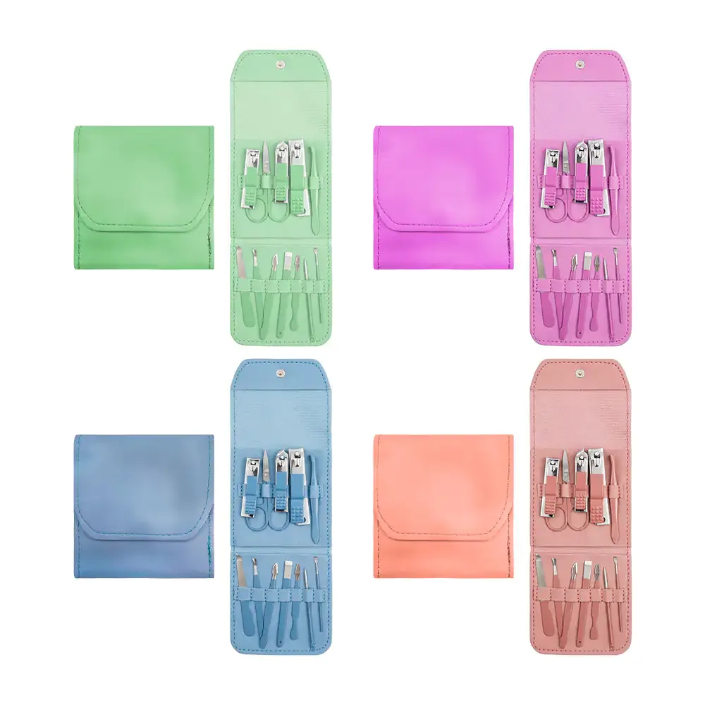 Kit estuche de manicura y pedicura de 12 piezas con detalles cromados, variedad