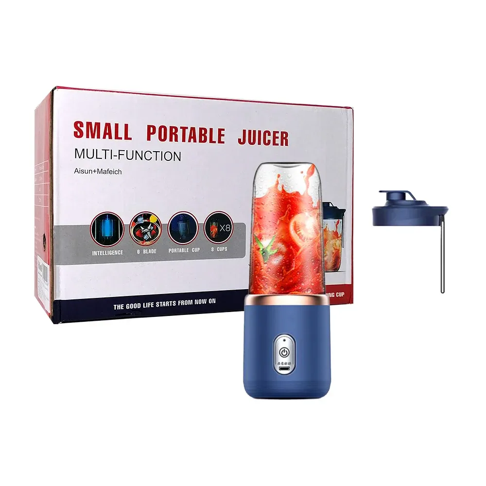 Licuadora portátil, vaso procesador para jugo,  con tapadera para transportar sin derrames / small portable juice