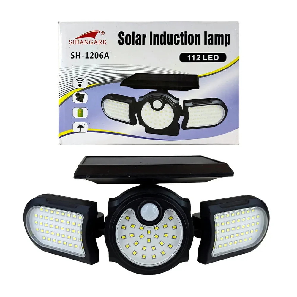 Lámpara led solar, con dos paneles de led y 112 led / sh-1206a