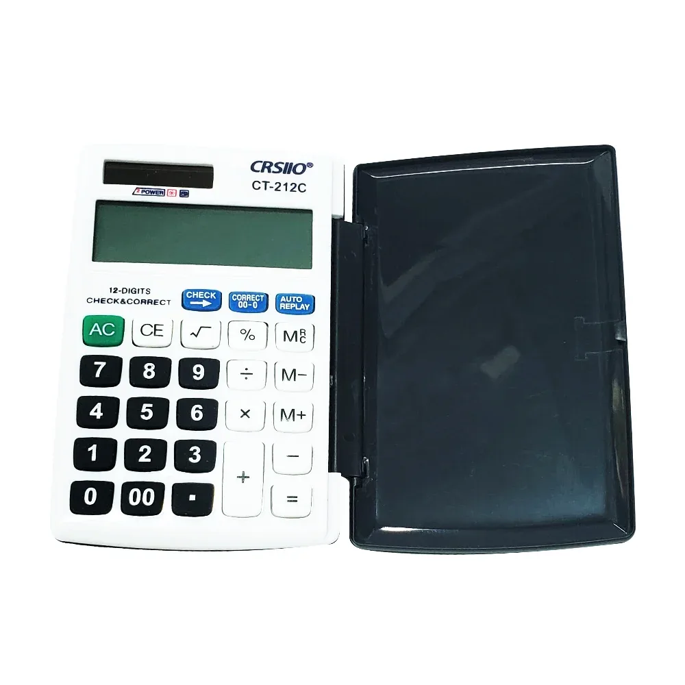 Calculadora digital de bolsillo escolar crsiio con 12 dígitos, panel solar y 120 respuestas / check & correct / ct-212c