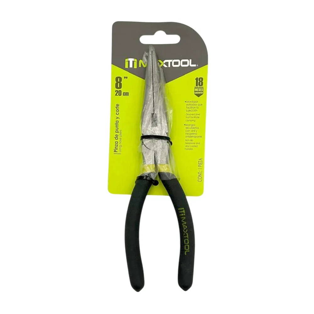 Pinza metálica de 8 pulgadas con punta / corte y mango de plástico / maxtool