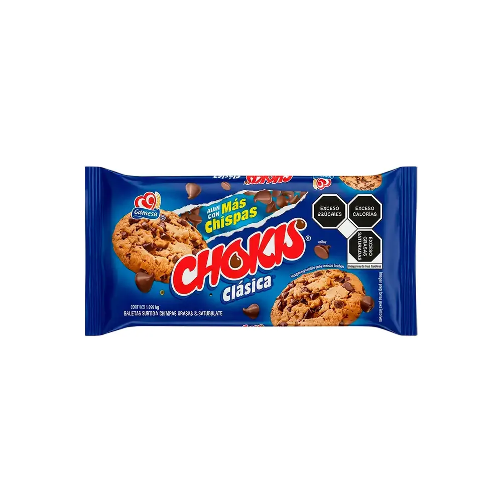 1pza mini paquete de galletas chokis clásicas con chispas de chocolate, 38g / chokis38