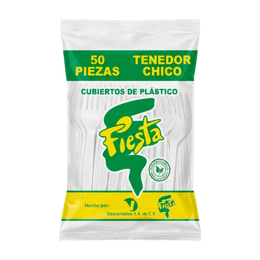 Paquete fiesta con 50 tenedores chicos de plástico / ten-ch-visa