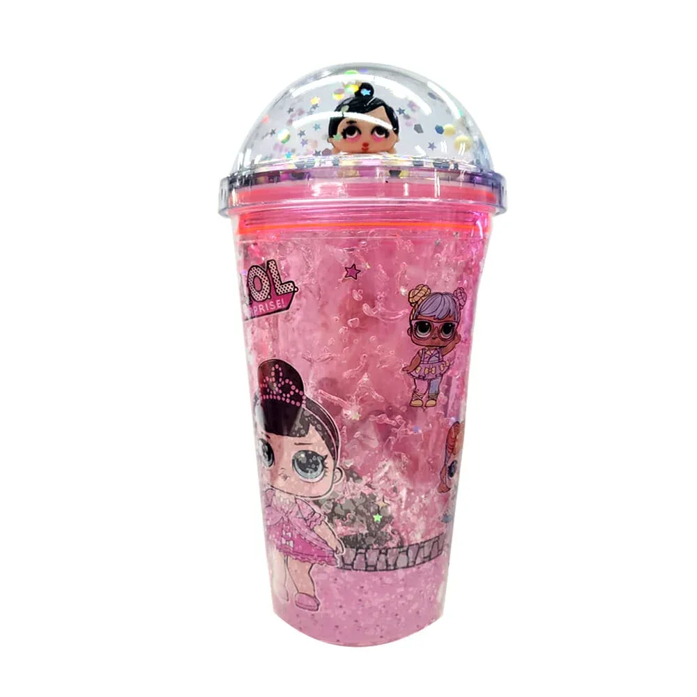 Vaso de acrílico con luces + tapa con diseño de lol surprise / 23-gel-001 / 4706