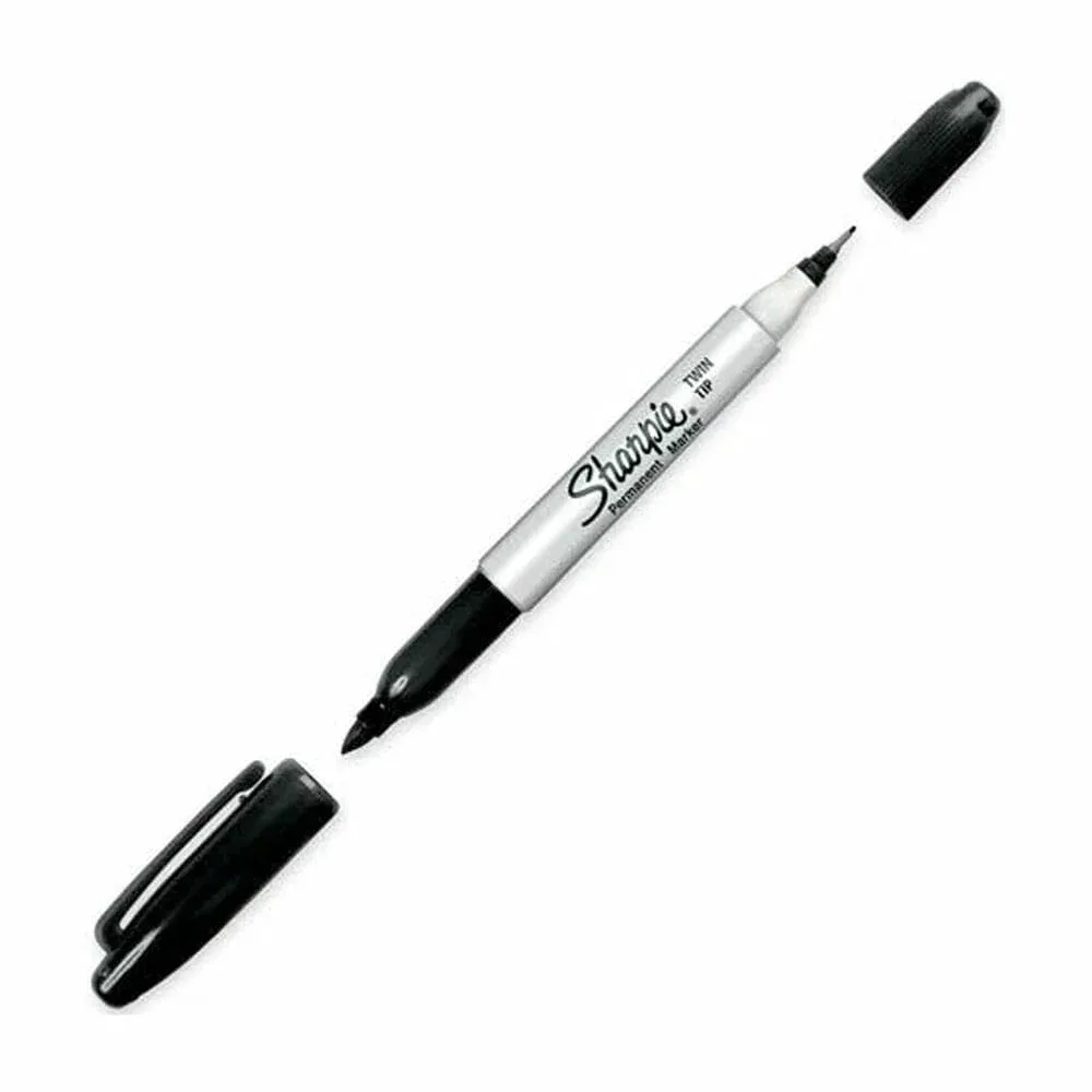 1pza Marcador permanente sharpie twin tip con doble punta de tinta negra / 324311