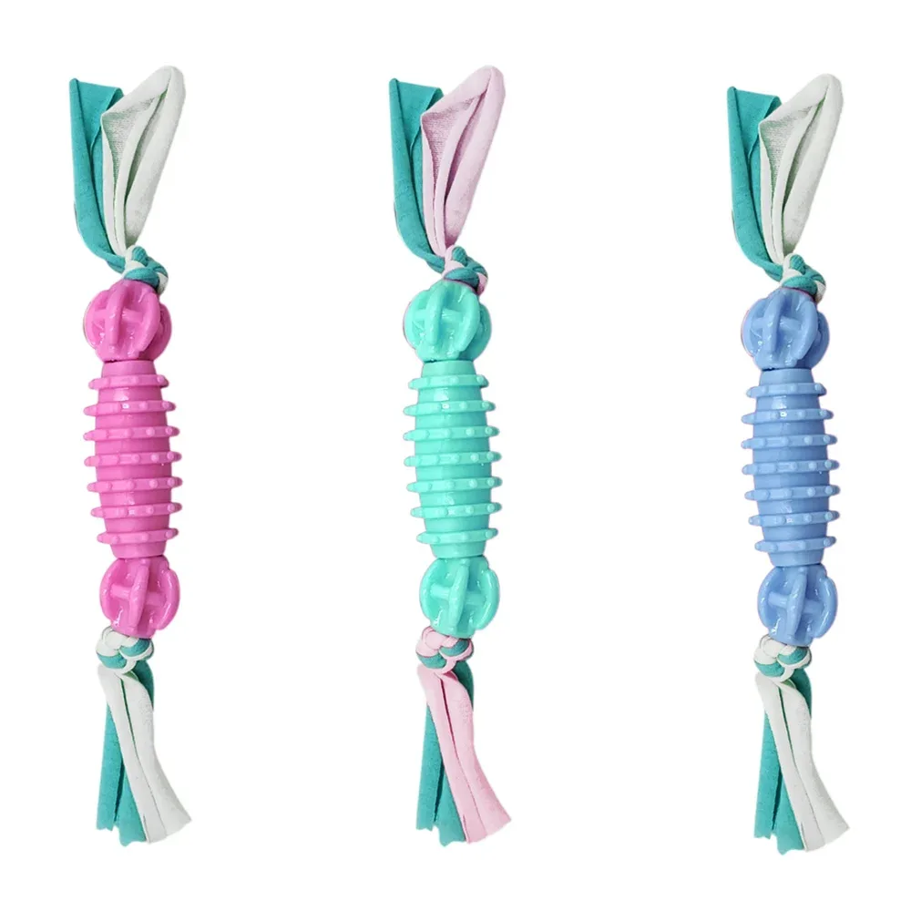 Juguete mordedera para mascotas, plástico resistente con relieve y tela, surtido