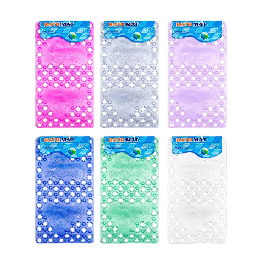 Tapete antiderrapante de plástico, rectangular, diseño de pies, 64x34cm