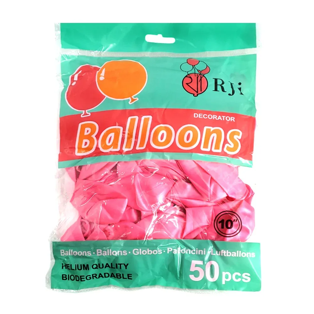 Paquete con 50 globos de látex rji de 10 pulgadas en color rosa perla / 660389-9