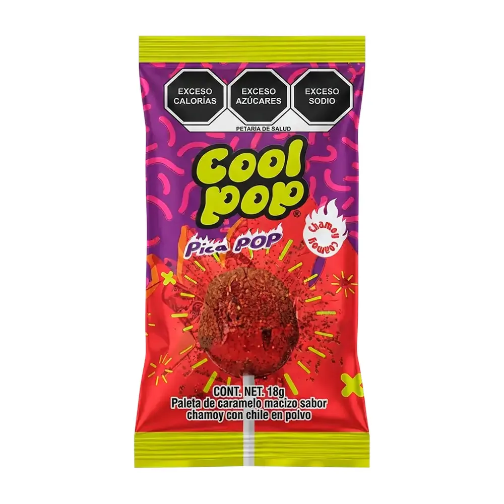 1pz Paleta de caramelo cool pop sabor chamoy con chile en polvo 18g / 140980