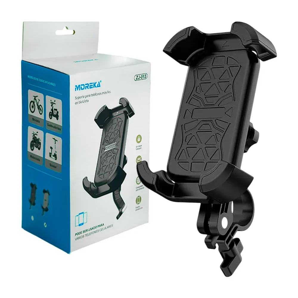 Soporte de plástico para el celular, reforzado, giro 360, ajustable a manubrio