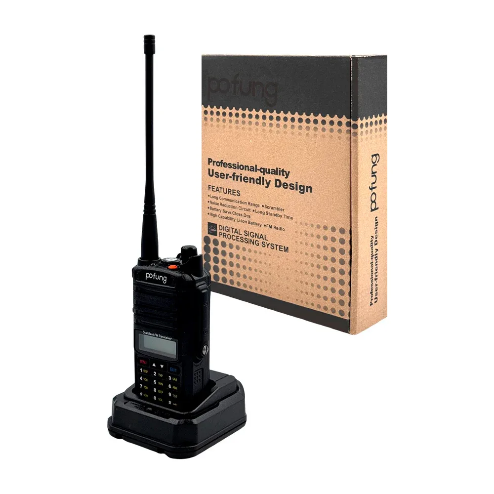 1pza Radio walkie-talkie armable, recargable, con botones, antena y base de carga