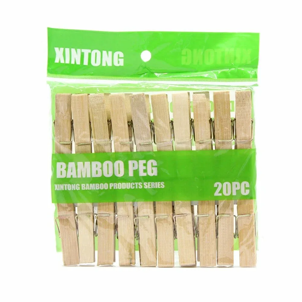 Paquete de 20 ganchos tipo pinzas de madera con bambú para colgar ropa / ro-13282 / kc45701 / fh-0009 / hw52609