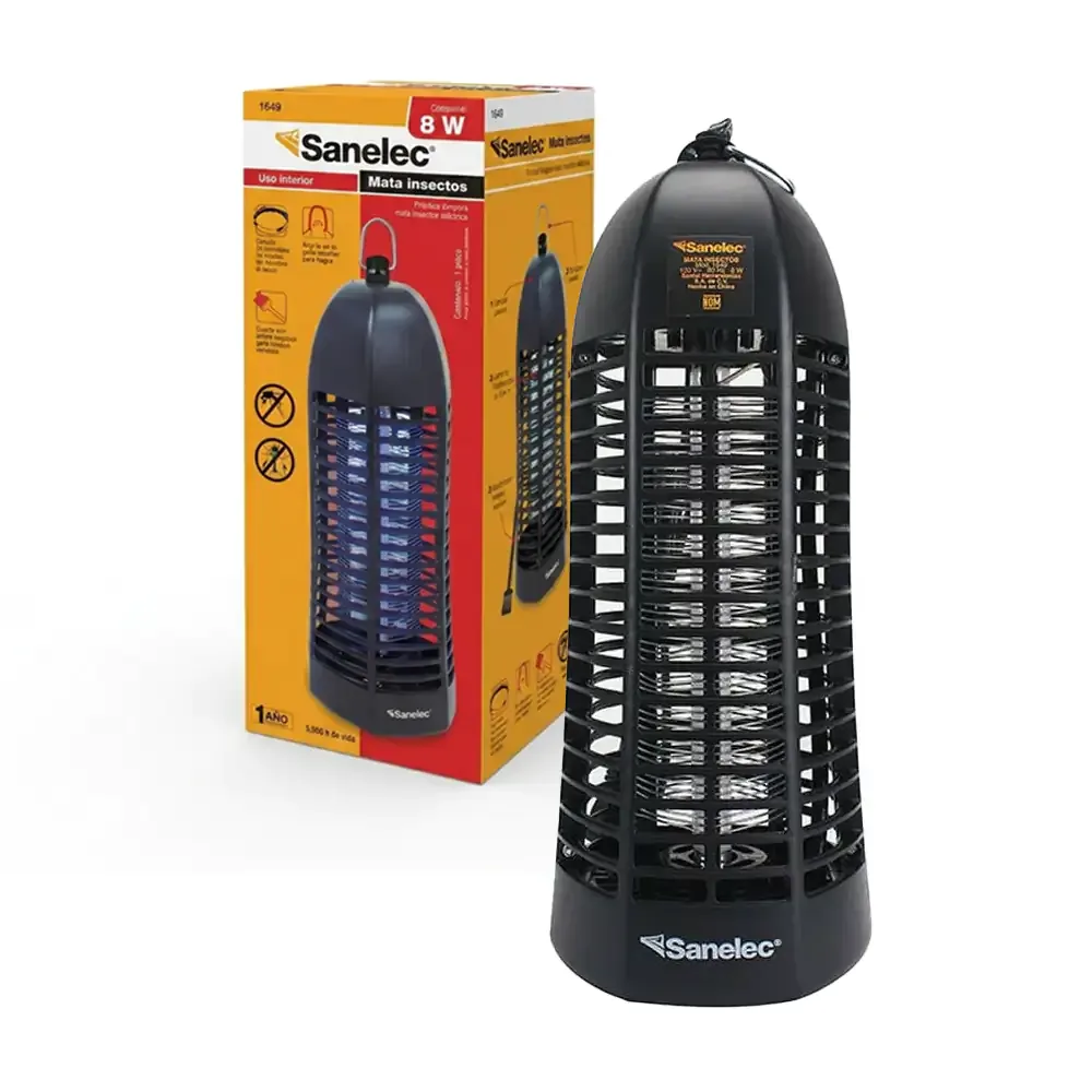 Lámpara negra sanelec mata insectos con consumo de 8 watts / 0123