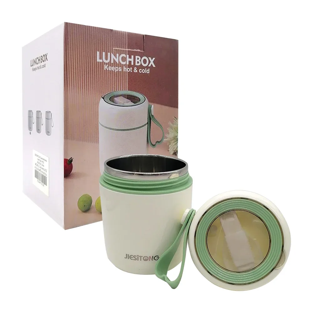 Vaso termo de acero inoxidable con capacidad 450ml y compartimiento para cubierto, variedad de colores / jiesitong / lunch box