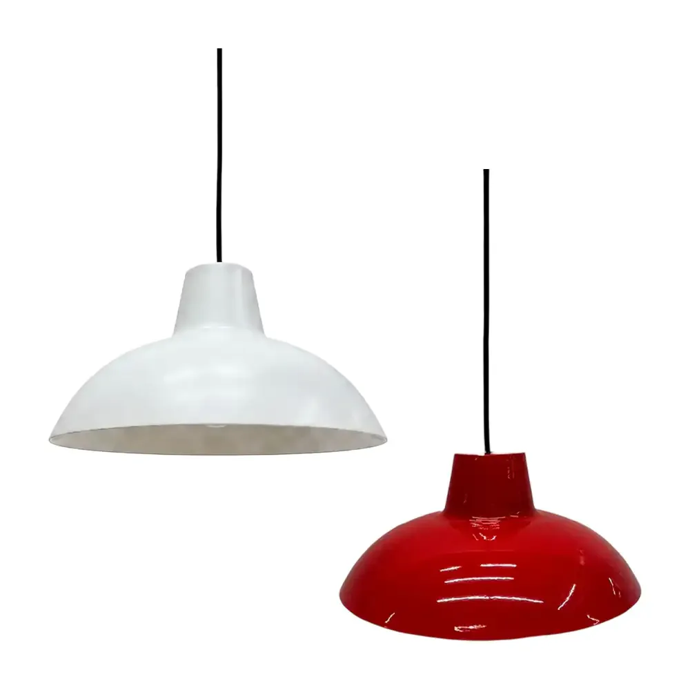 Lámpara colgante de metal en colores rojo y blanco con socket / 600917