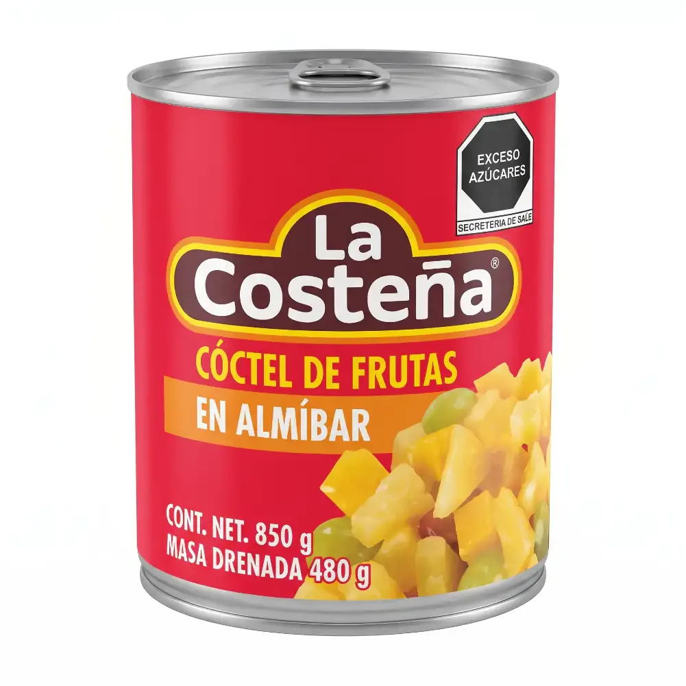 1pza lata la costeña con cóctel de frutas en almíbar, 850g / 003358