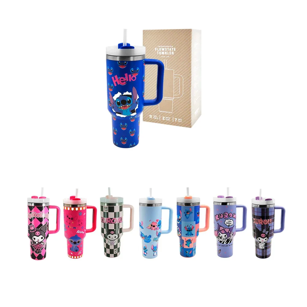 Vaso termo de 40oz con asa estampado de personajes animados, variedad de modelos