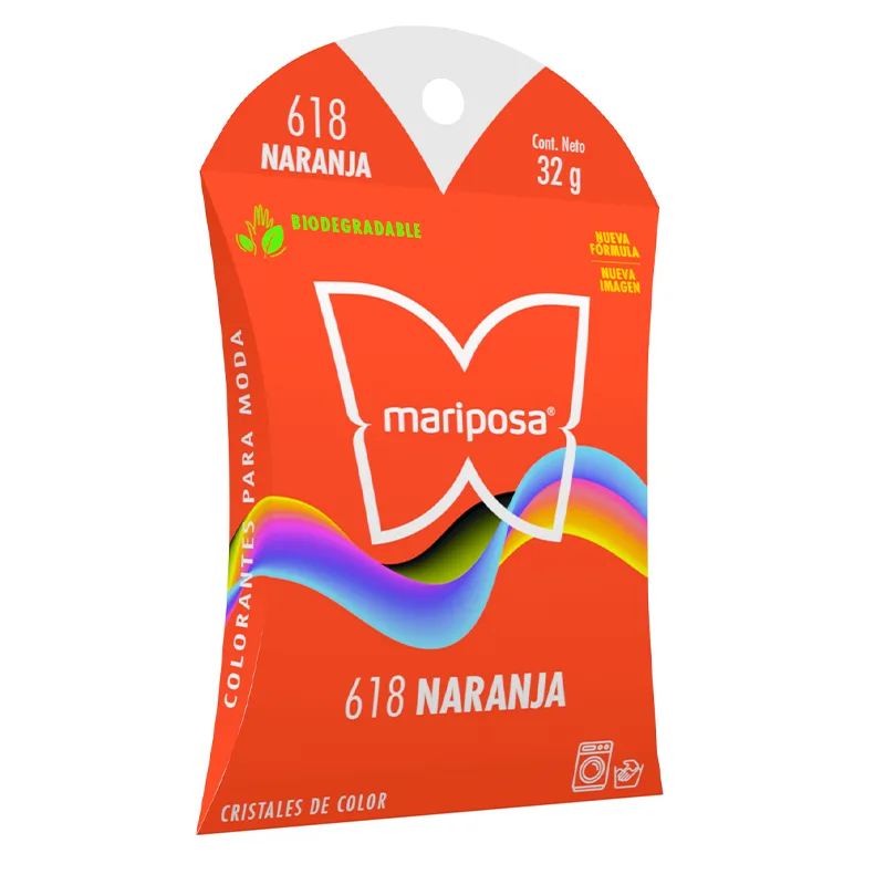 Colorante en cristales de color naranja no. 618 con 32 g, para ropa / mariposa
