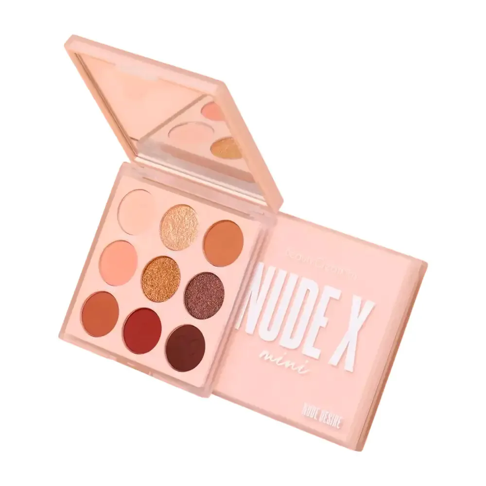 1pza paleta de sombras cuadrado con 9 colores en tonos nude x mini  + espejo, 8.5g , variedad de tonos