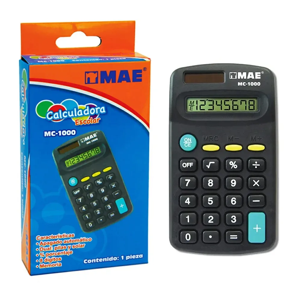 Calculadora escolar mae con pantalla digital de 8 dígitos / mc-1000